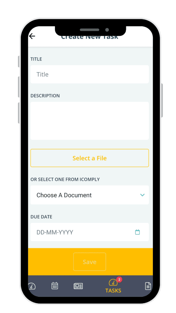 iComply mobile app task management screenshot